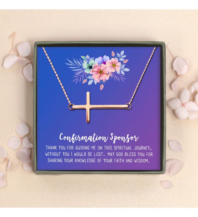 Confirmation Sponsor Gift Box Cross Necklace Card